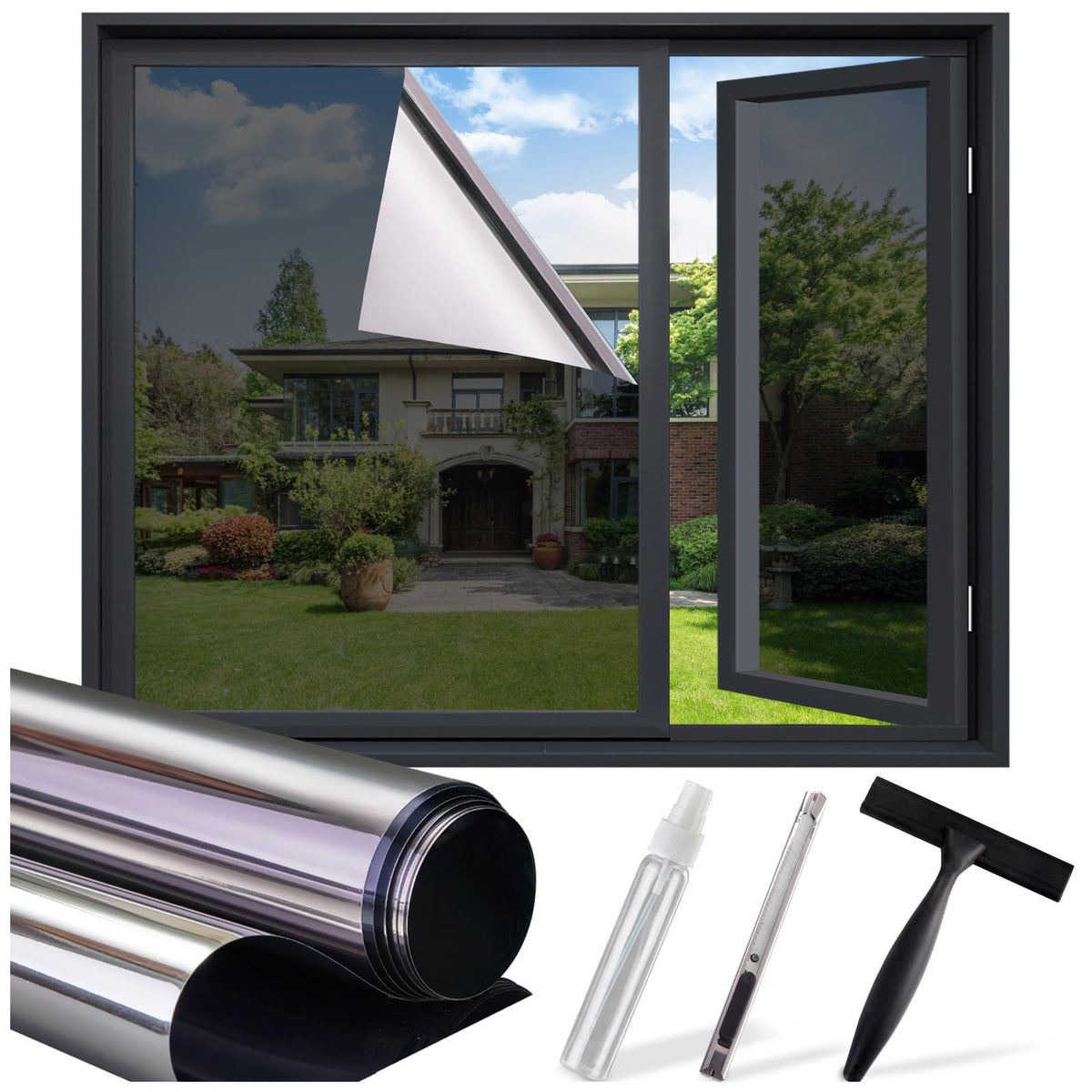 SUNBABY window tint setup demonstrates easy static cling installation for renters