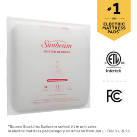 Sunbeam Restful machine-washable mattress pad ready for laundry.