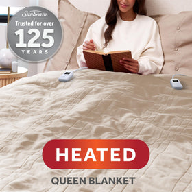 Sunbeam Royal Posh Velvet Heated Blanket dial controller with LED display for easy nighttime temperature control