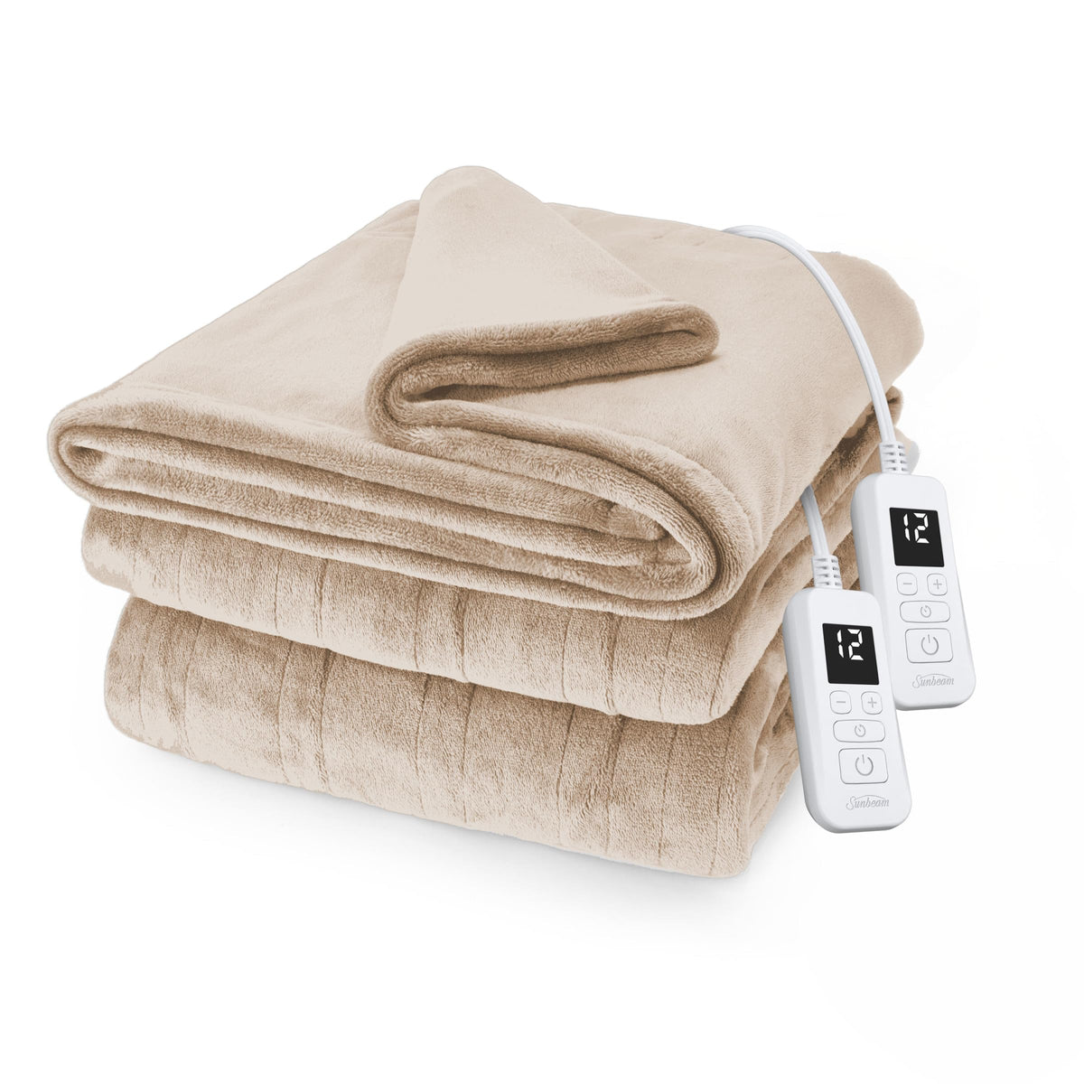 Sunbeam Royal Posh Velvet Heated Blanket front view shows plush softness for cozy warmth