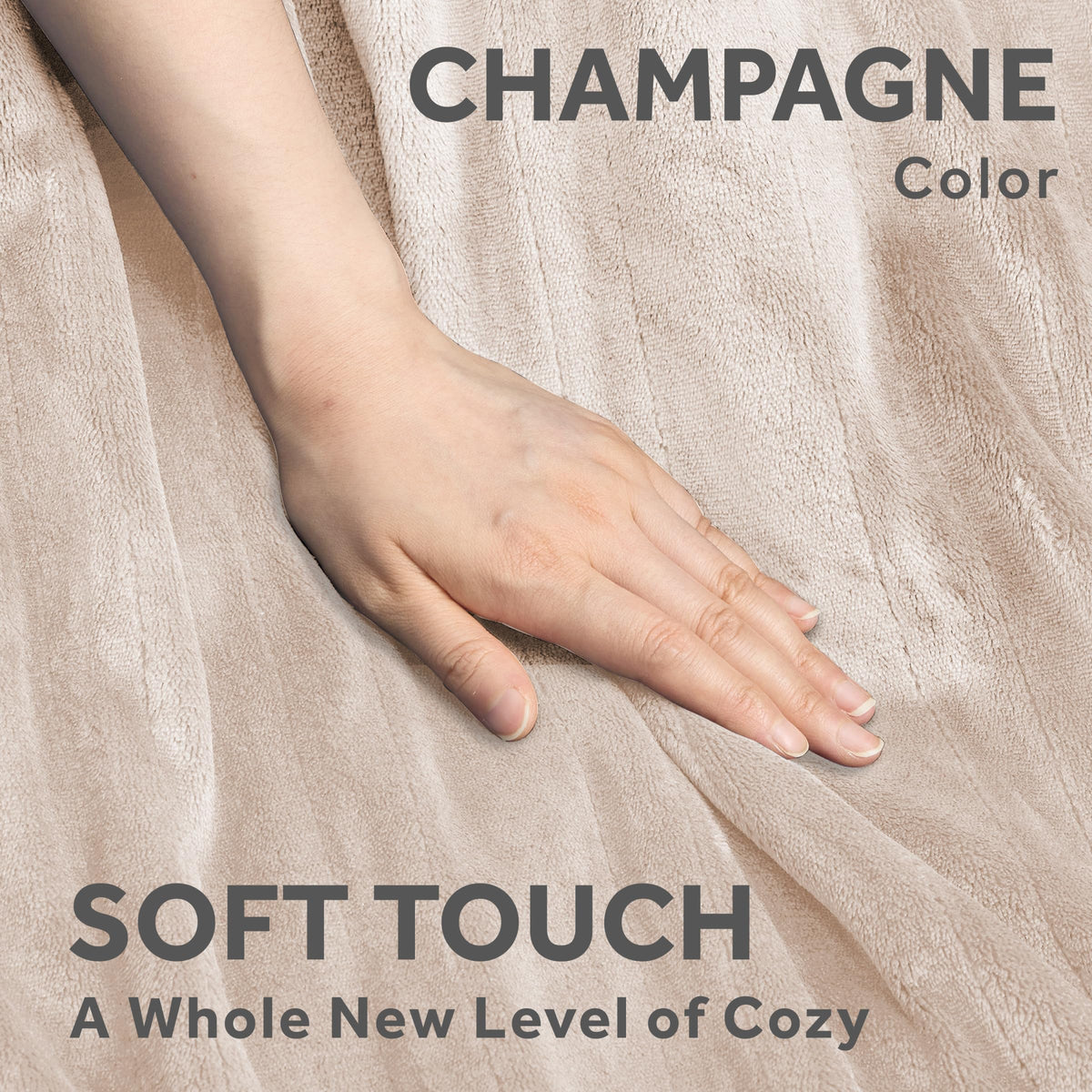 Sunbeam Royal Posh Velvet Heated Blanket ready as a thoughtful gift in Champagne