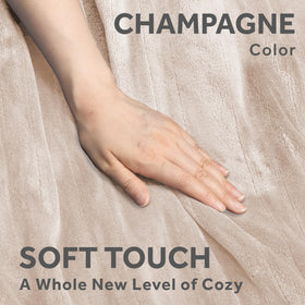 Sunbeam Royal Posh Velvet Heated Blanket ready as a thoughtful gift in Champagne