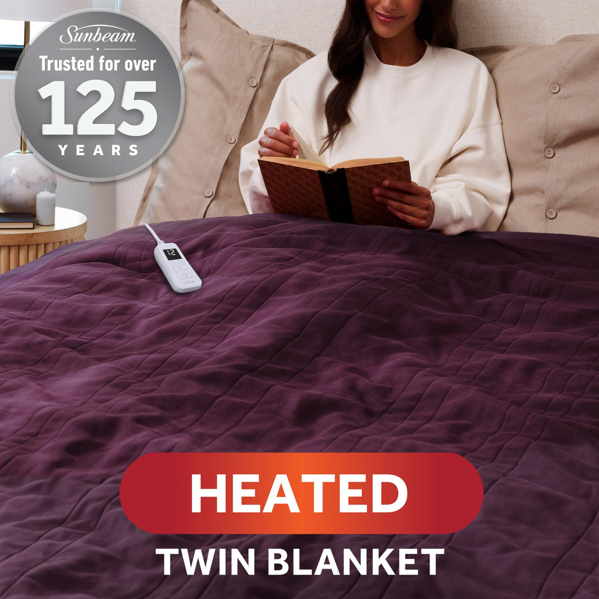 Sunbeam Royal Ultra Fleece blanket in claret adds cozy color to your room.