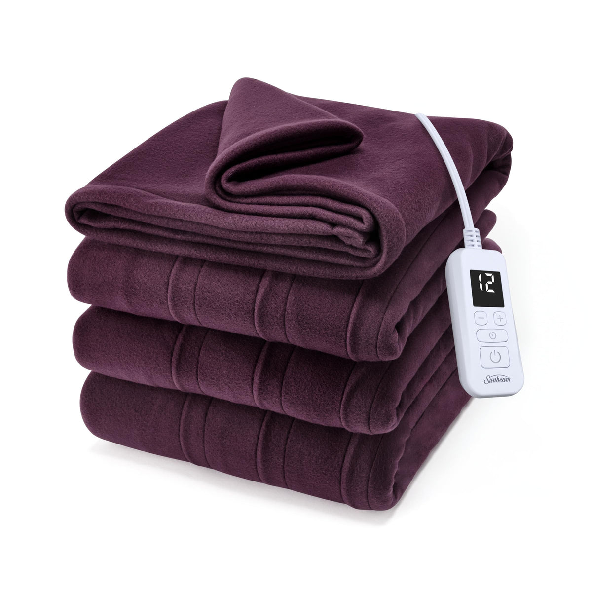 Sunbeam Royal Ultra Fleece blanket control panel for easy warmth customization.