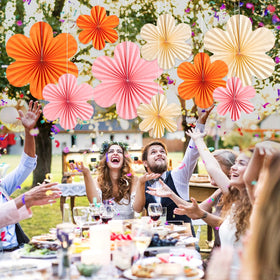 SUNBEAUTY 10-inch paper flowers offer elegant centerpiece accents.