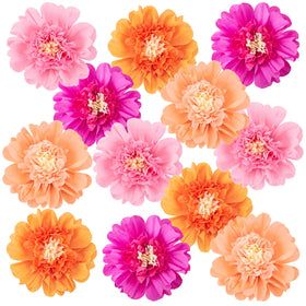 SUNBEAUTY 12-inch pink-orange tissue flower for vibrant wedding backdrops