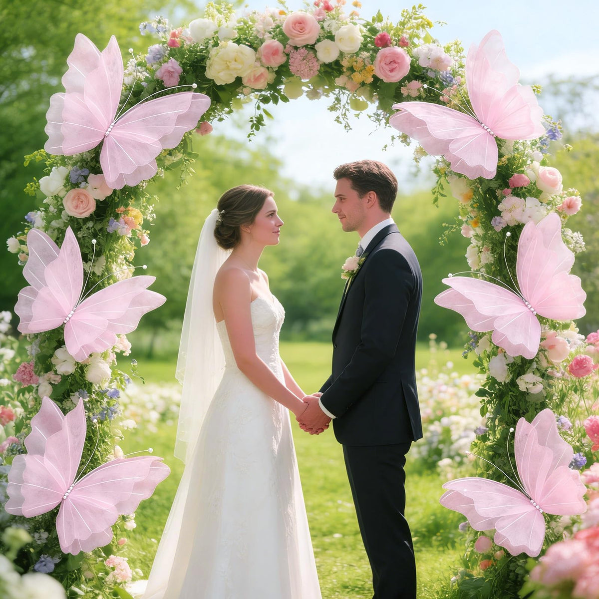 SunBeauty 3D large pink butterfly baby shower backdrop decoration