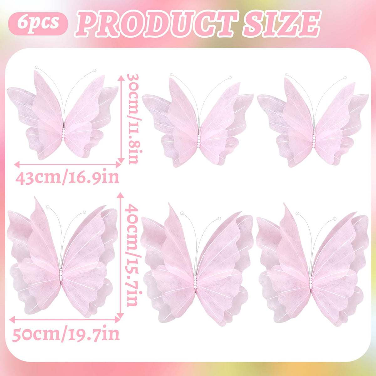 SunBeauty 3D large pink butterfly hanging from ceiling creates a vivid backdrop