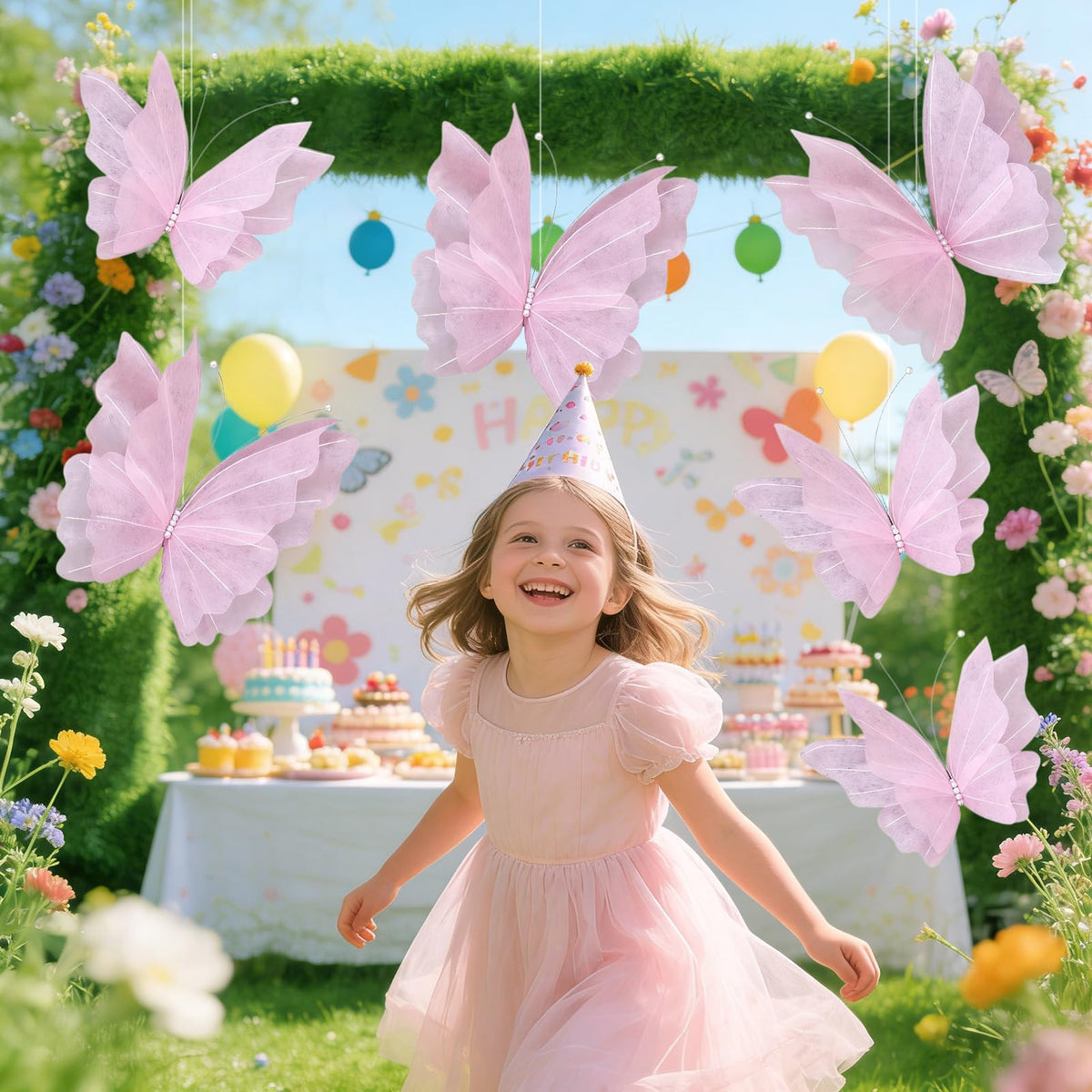 SunBeauty 3D large pink butterfly photo booth prop enhances smiles