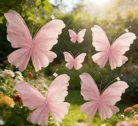 SunBeauty 3D large pink butterfly wall garland setup creates charm