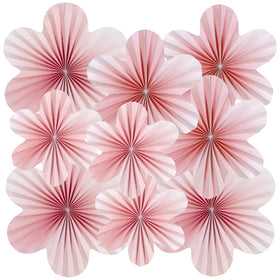 SUNBEAUTY 9-piece pink cherry blossom fans for elegant party decor.