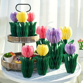 SunBeauty ceiling-hung tulips honeycomb decor for versatile party styling