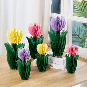 SunBeauty medium 20cm tulips honeycomb centerpiece fits intimate gatherings