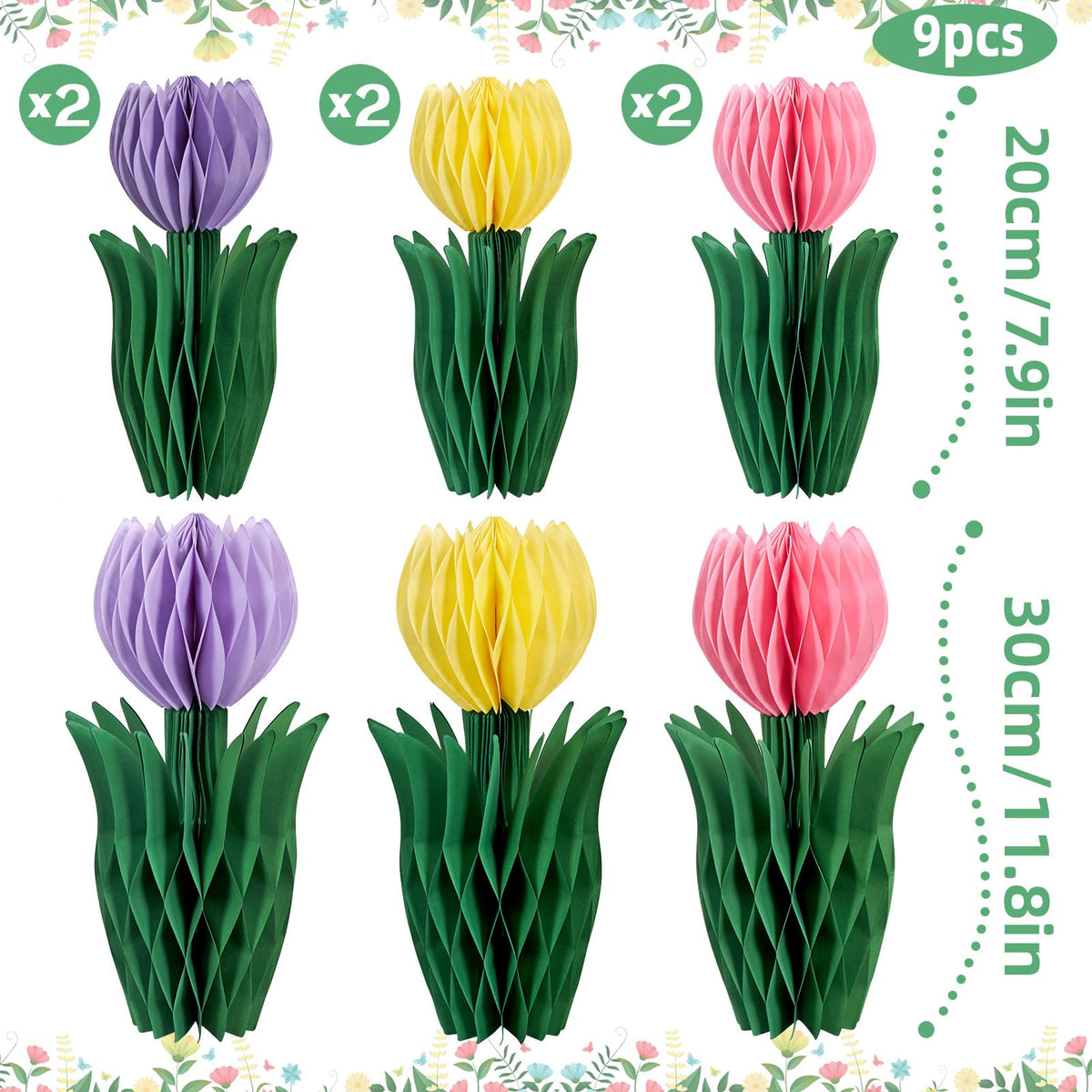 SunBeauty purple tulips honeycomb centerpiece enhances event decor with dimensional flair