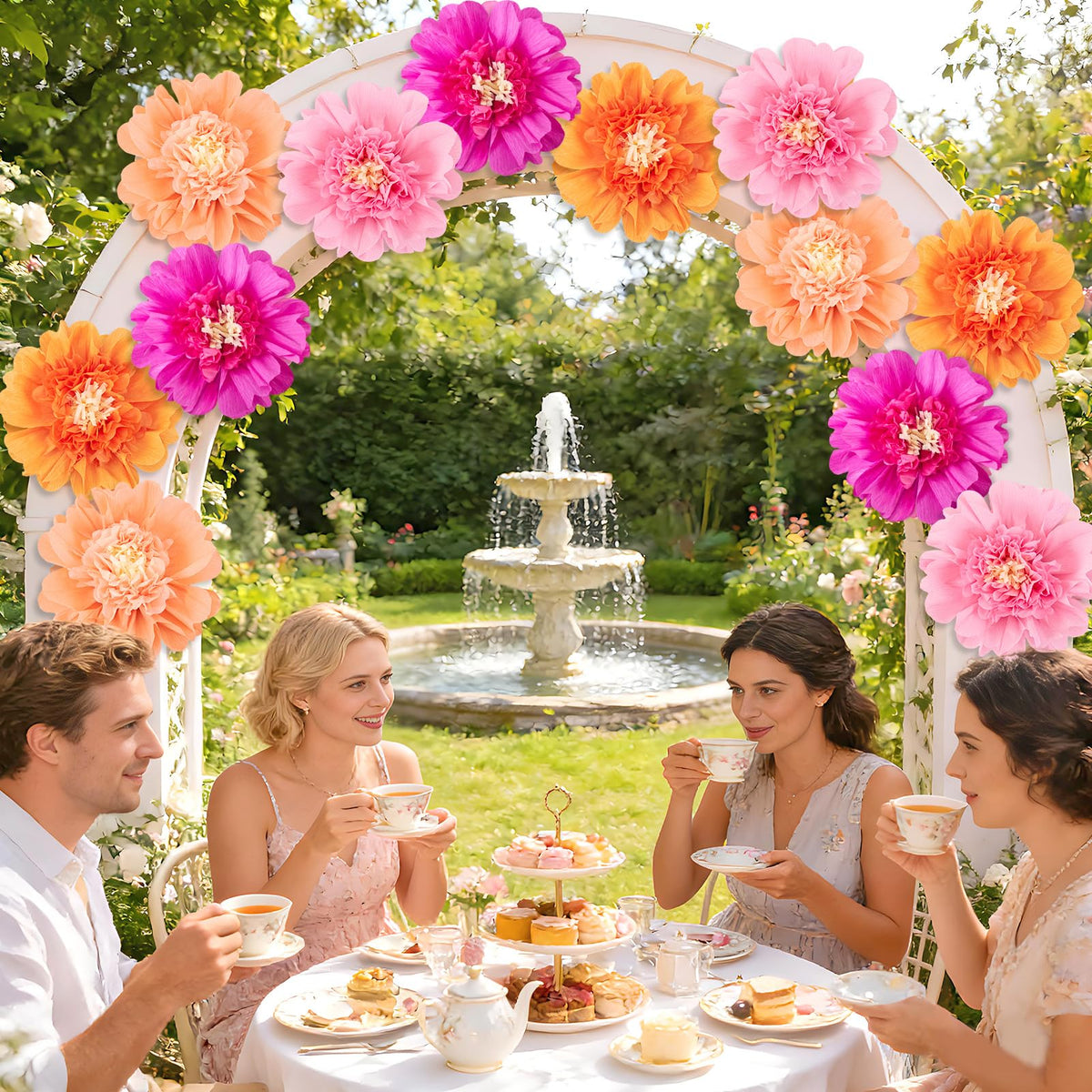 SUNBEAUTY fluffy tissue petals creating full centerpieces