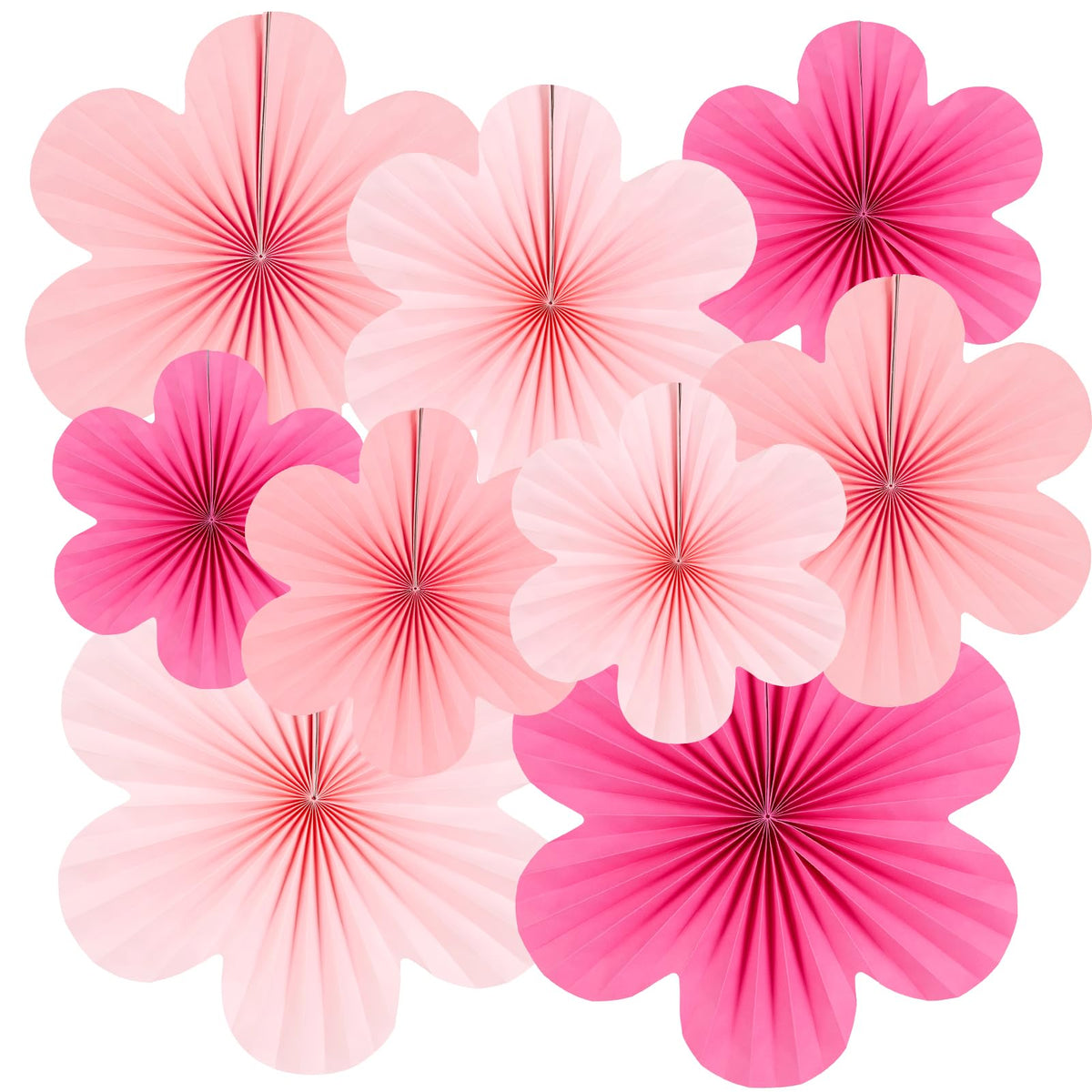 SUNBEAUTY hot pink paper flowers 9-set wall-hanging for vibrant event backdrop