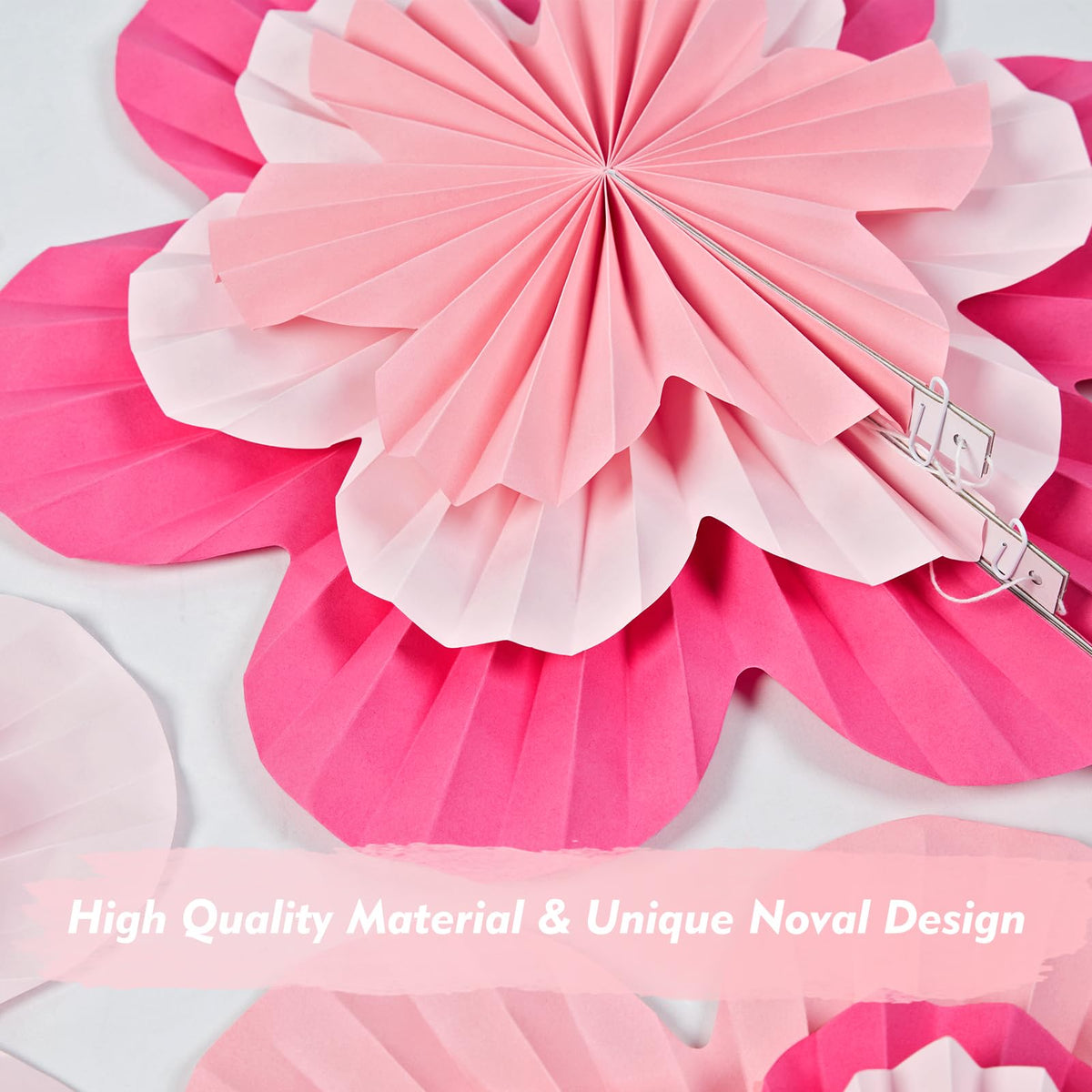 SUNBEAUTY hot pink paper flowers closeup showing intricate folds and color