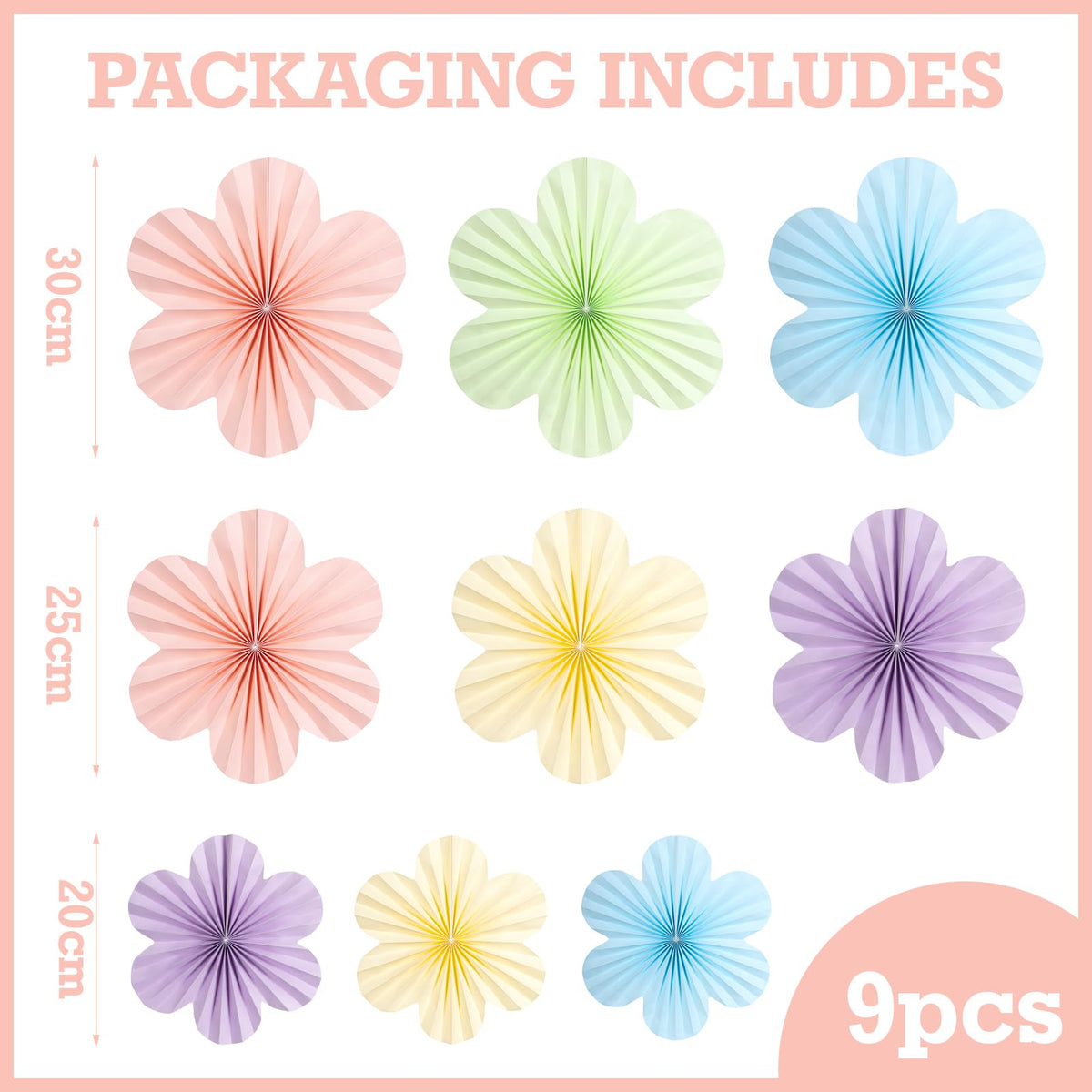 SUNBEAUTY pastel paper flowers 10in 3pcs add gentle color to birthday party decor