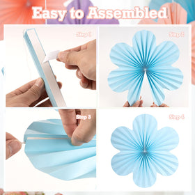 SUNBEAUTY pastel paper flowers 8in 3pcs for cozy baby shower accents