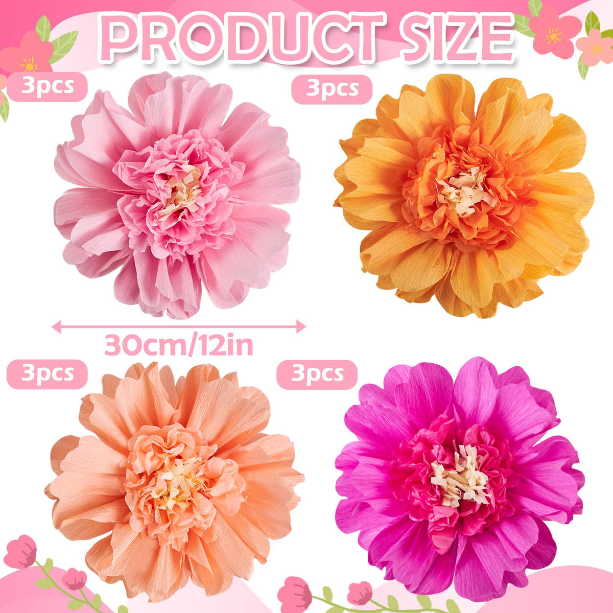 SUNBEAUTY pink magenta tissue flower enhances wedding arch visuals