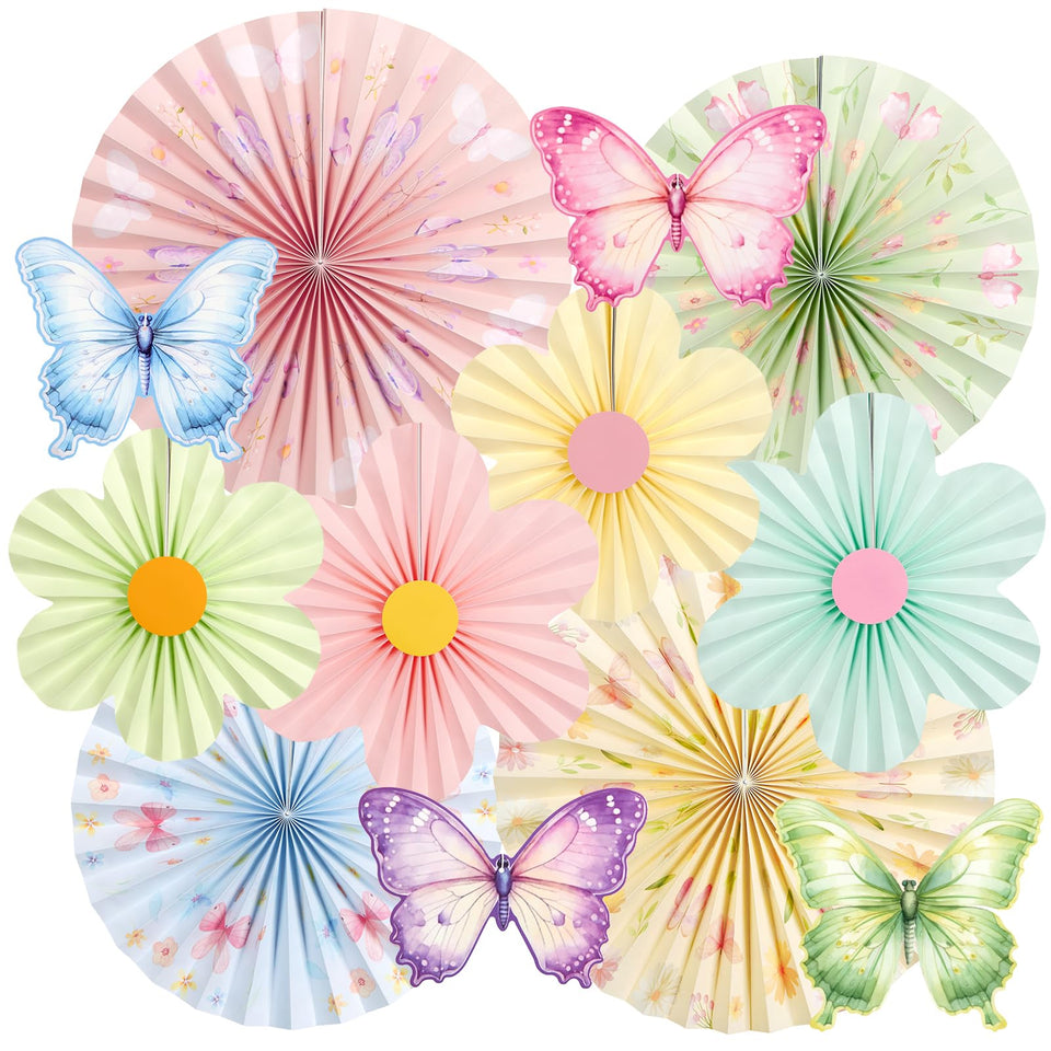 SUNBEAUTY Spring Flower Decorations pastel fans adorn a wall for elegant decor