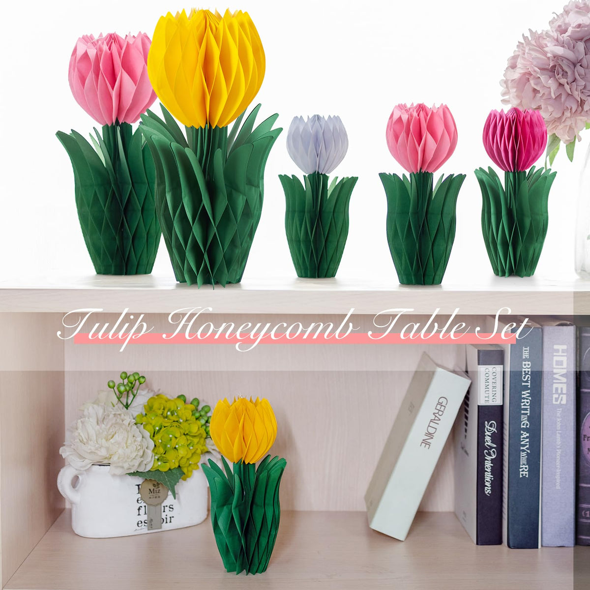 SUNBEAUTY tulip honeycomb centerpiece 20cm cream adds soft charm