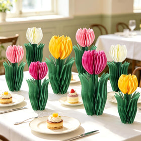 SUNBEAUTY tulip honeycomb centerpiece 20cm yellow fits compact tables