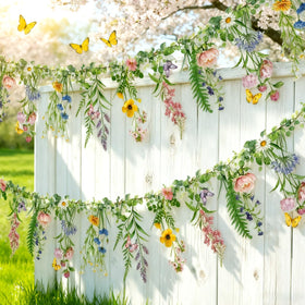 SUNBEAUTY Wildflower Banner wedding decoration enhances rustic ceremonies.