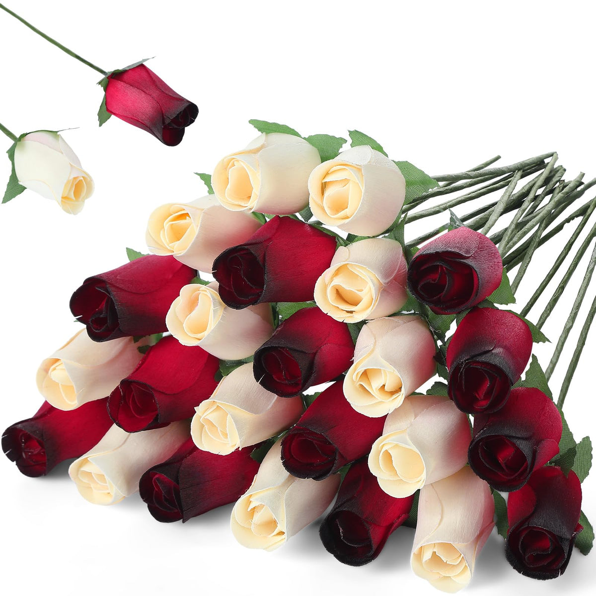 Suncalla 24 wooden rose bouquet closeup highlights lifelike petals for refined table décor