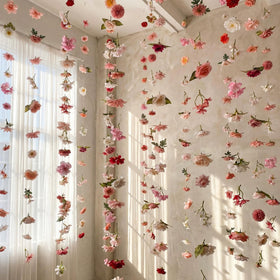 Suncalla 6-piece pink floral garlands set with silk textures for romantic decor.