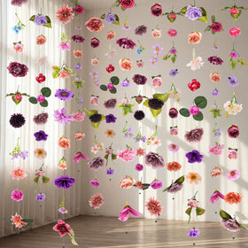 Suncalla 6-pcs purple flower garlands create a vibrant backdrop.
