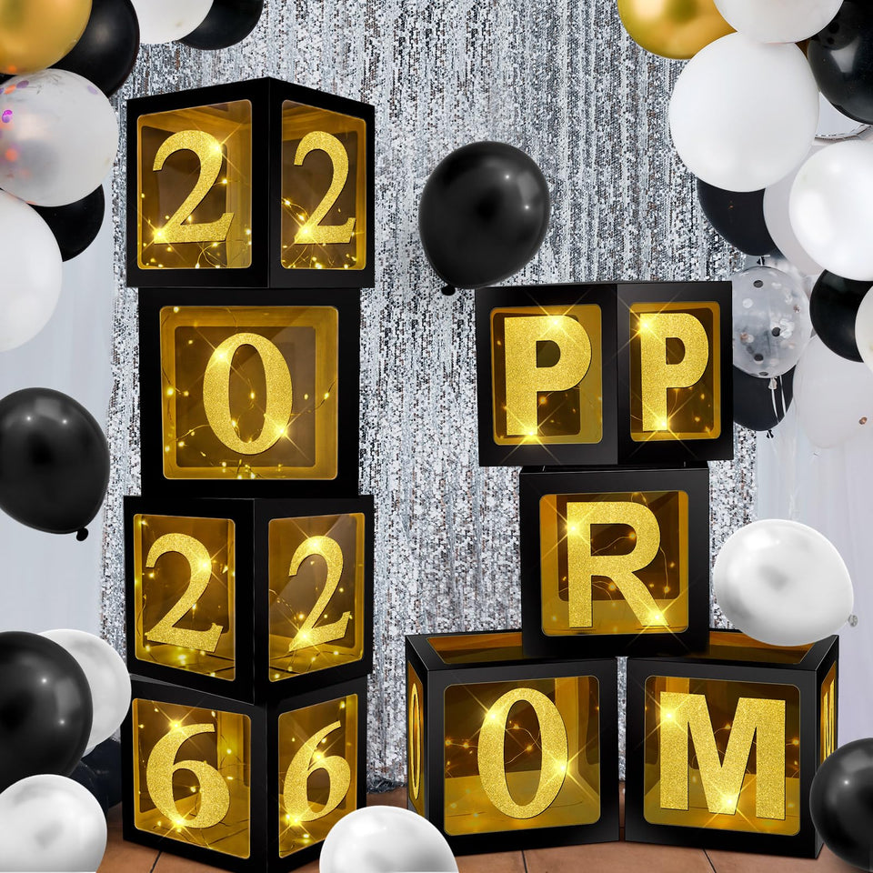 Suncalla 8 prom boxes set creates a chic graduation backdrop indoors or outdoors
