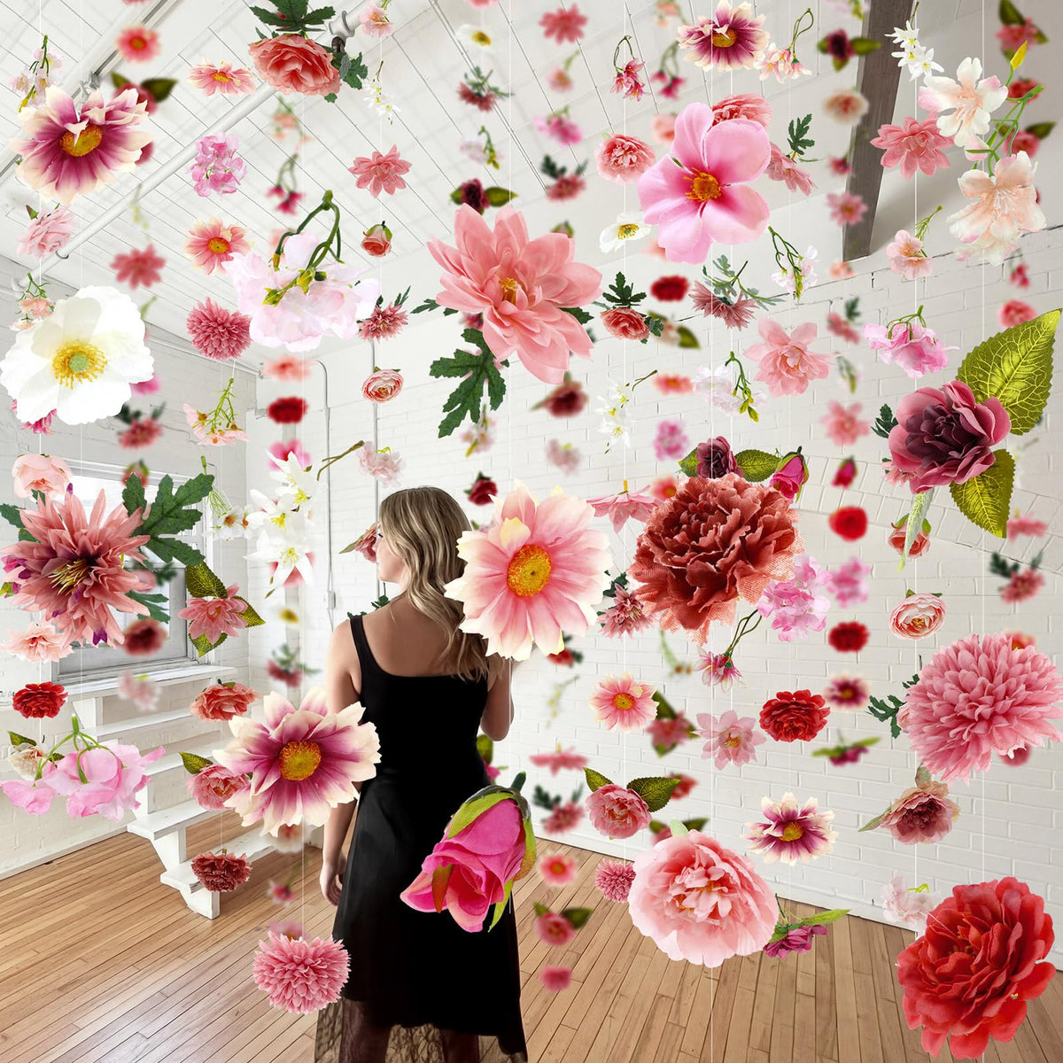 Suncalla artificial wildflowers vines highlight vibrant colors for party backdrop.