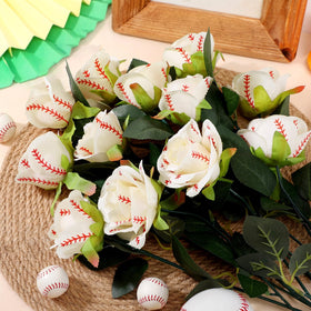 Suncalla baseball rose centerpiece idea for weddings and parties