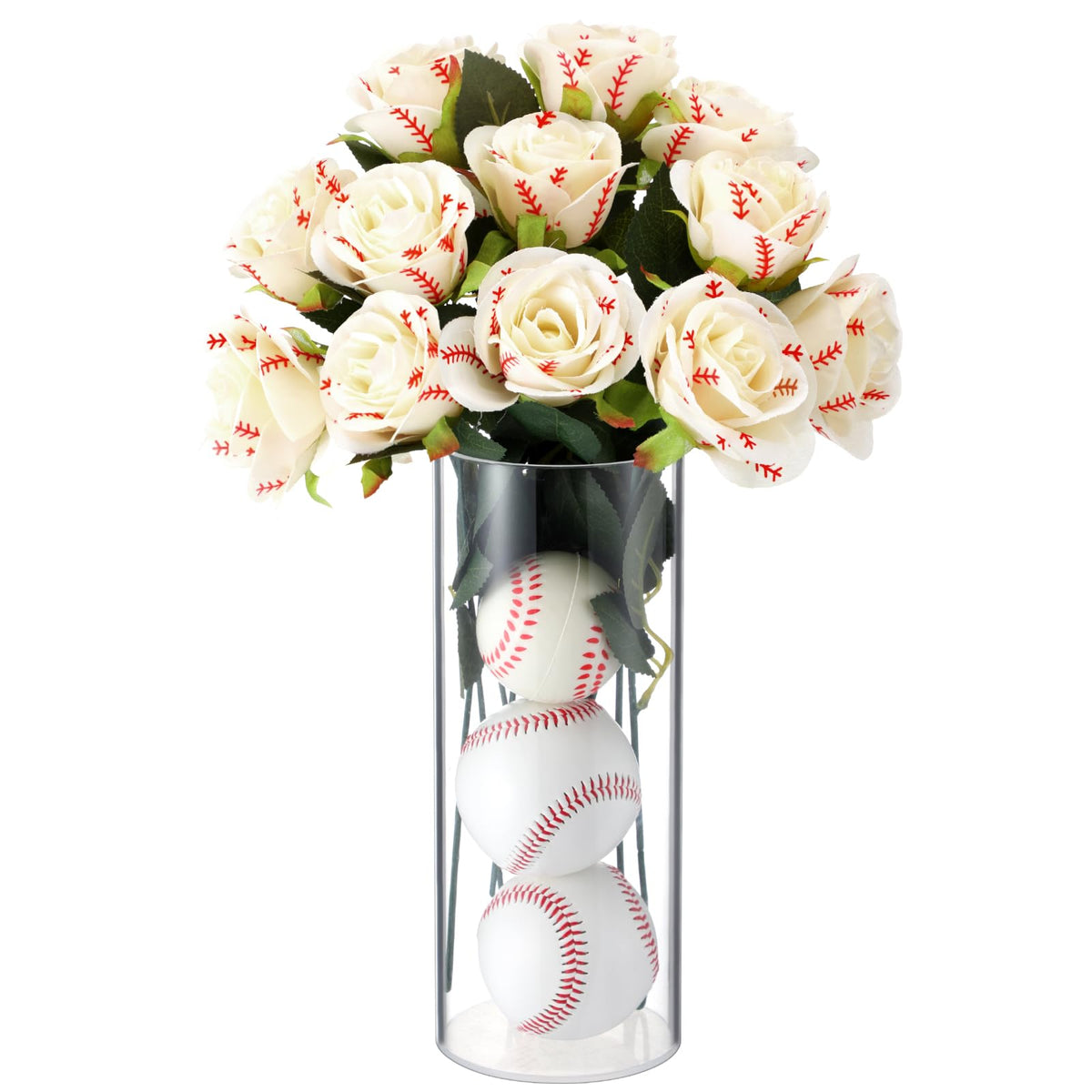 Suncalla baseball rose with leaves 12-pack ideal centerpiece for events