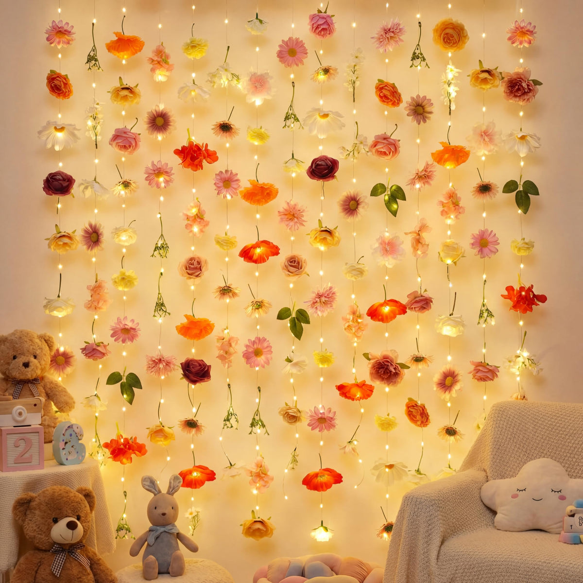 Suncalla ceiling-hanging garlands adding magical glow