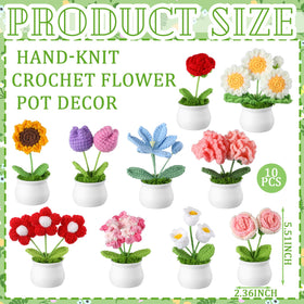 Suncalla crochet daisy pot offers compact decor for tables and desks.