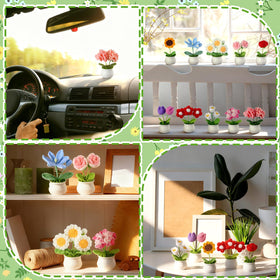 Suncalla multicolor crochet pots create eye-catching centerpieces.