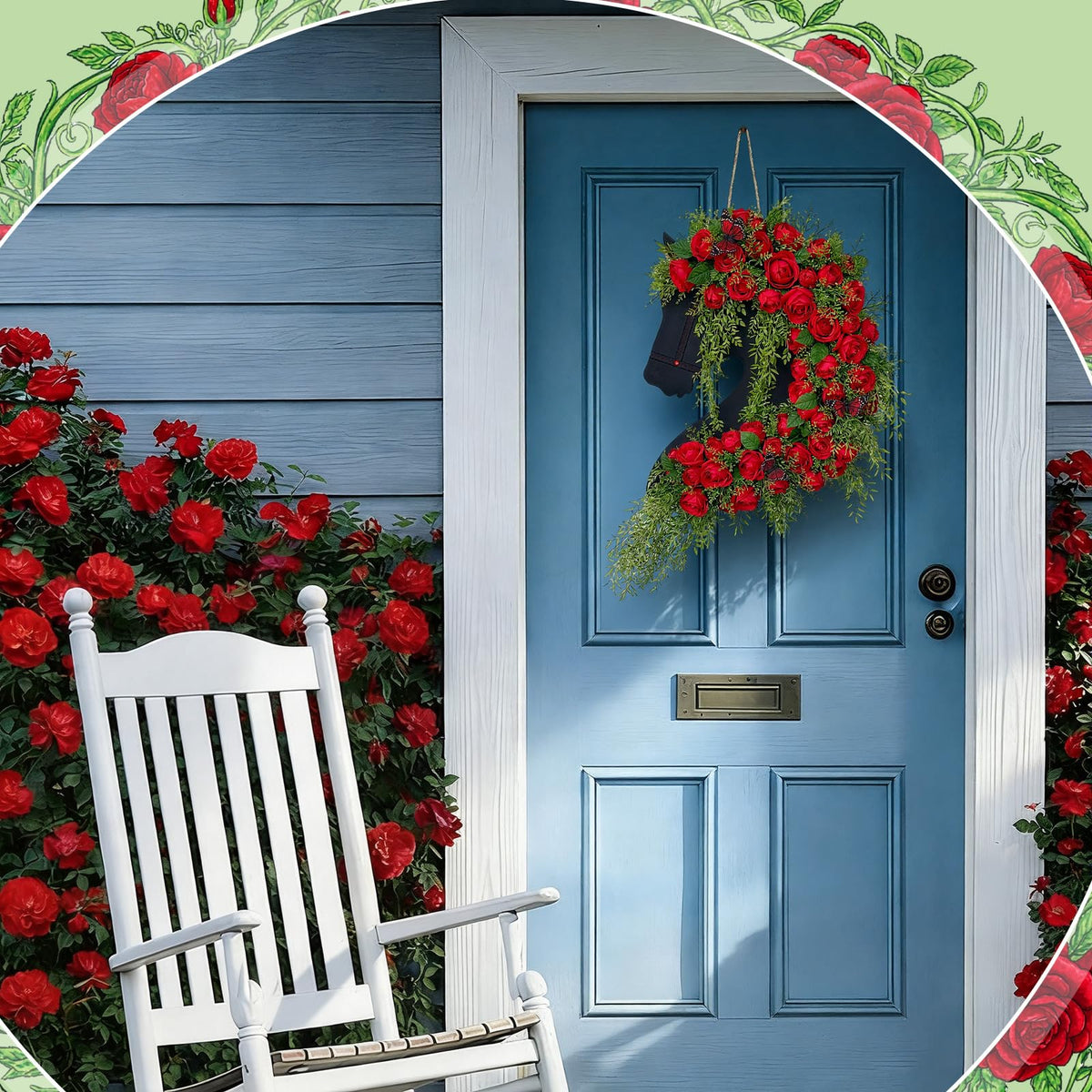 Suncalla Derby Horse Wreath measures 20 by 14 inches for versatile display.