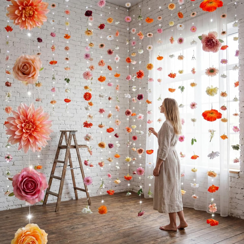 Suncalla LED flower garlands backdrop set for vibrant wedding ambiance