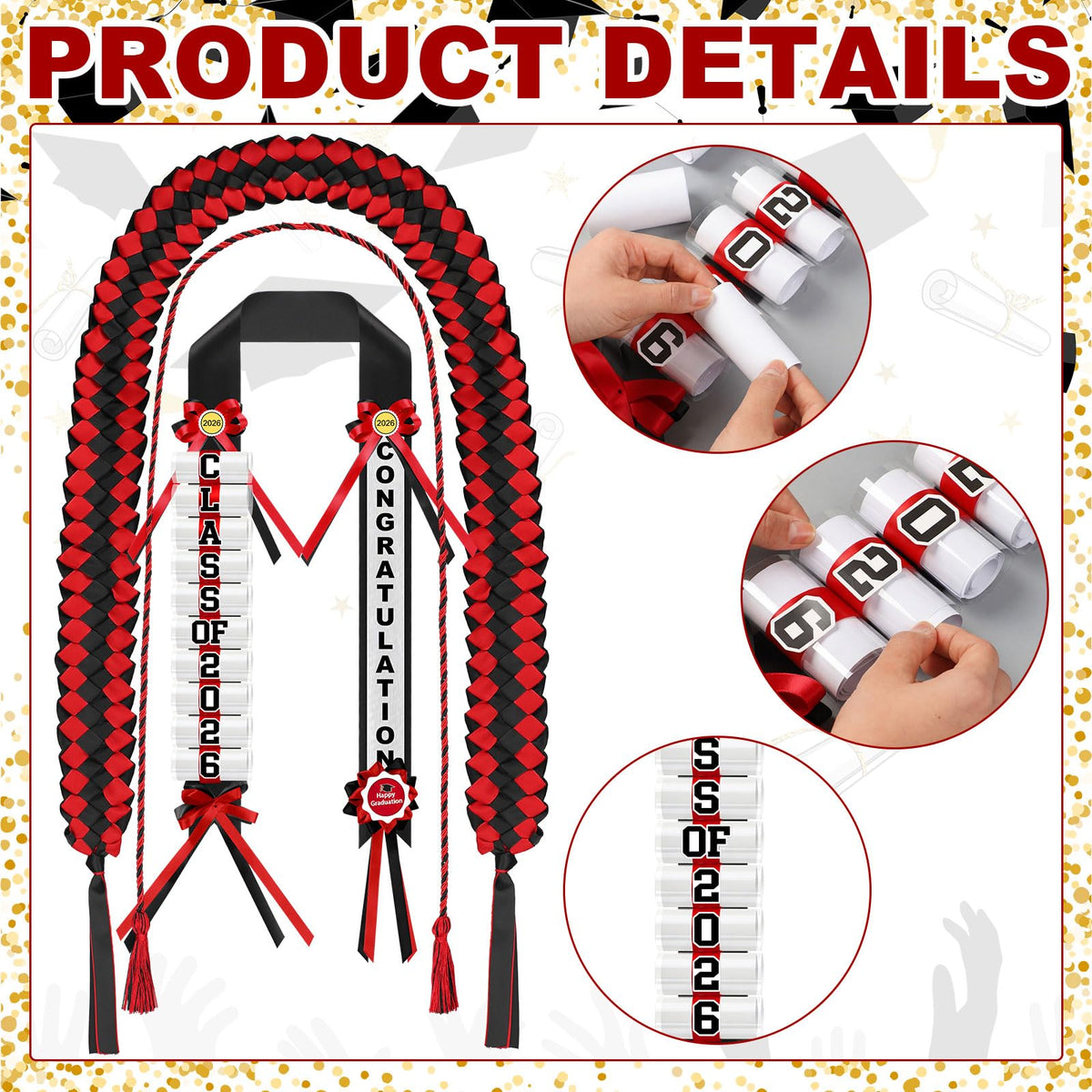 Suncalla red and black honor cord 65 inches for versatile gowns