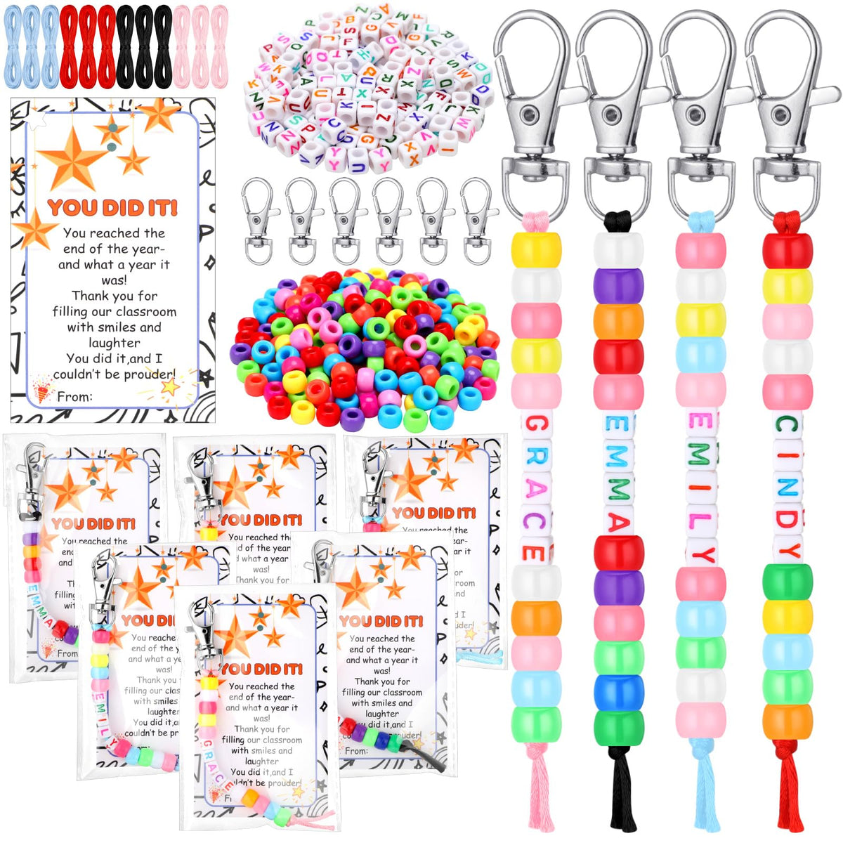 Suncalla graduation keychain kit with letter beads for personalized messages