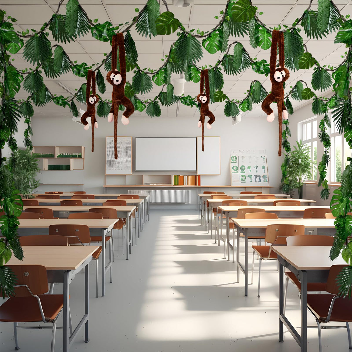 Suncalla hanging monkeys add playful focal points for themed events.