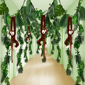 Suncalla jungle decoration 90-piece set enhances tropical party ambiance.