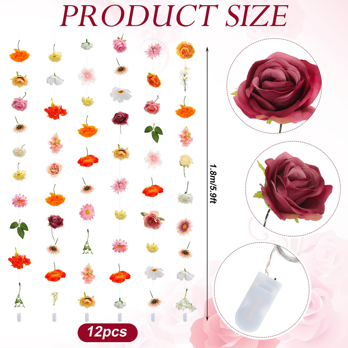 Suncalla floral vines with multicolor LEDs for ceilings and walls