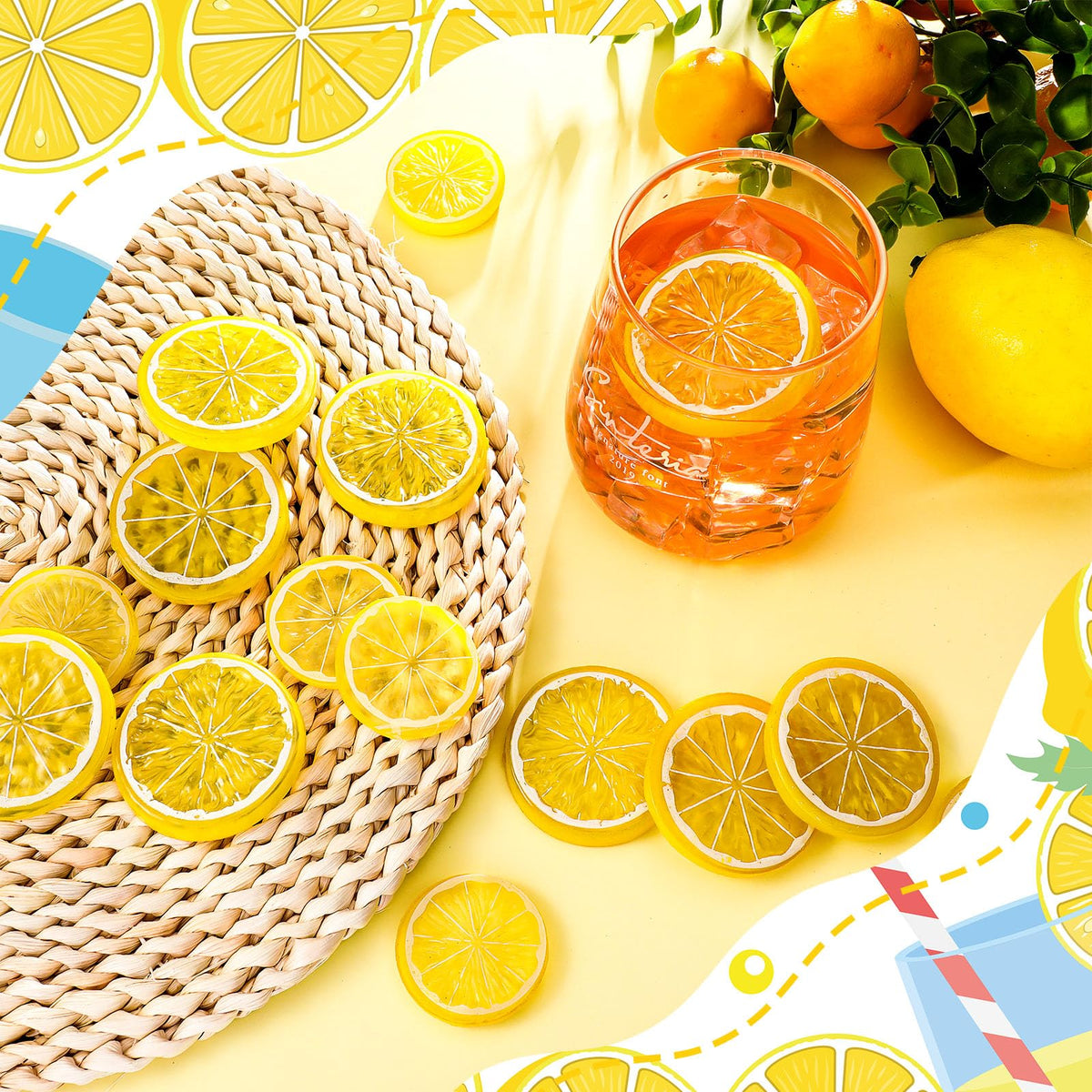 Suncalla lemon slices kitchen decor look-alike lemons for bright displays.