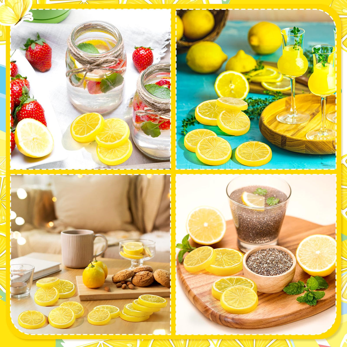 Suncalla lemon slices table centerpiece accents with durable colorfast plastic.