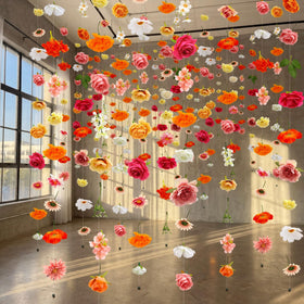 Suncalla rose garland 5.91 ft creates a lush wedding backdrop.