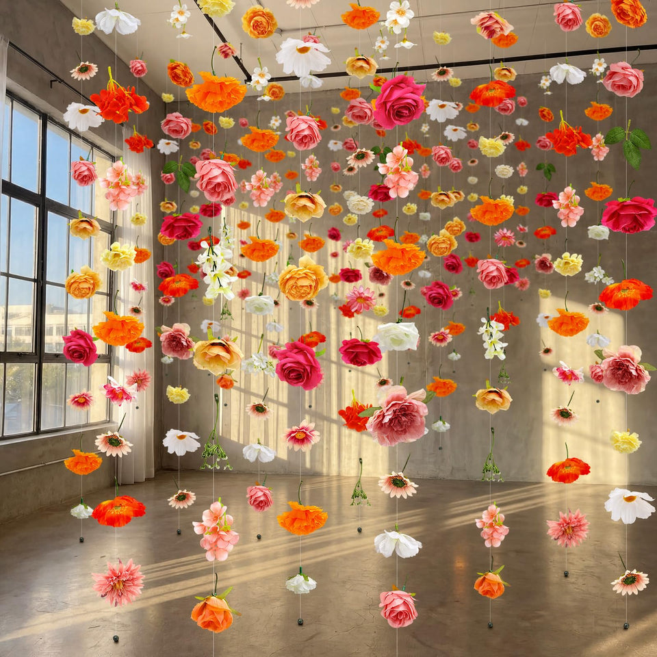 Suncalla rose garland 5.91 ft creates a lush wedding backdrop.