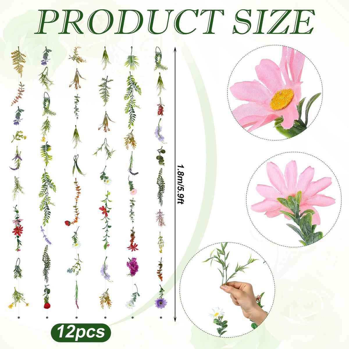 Suncalla silk garland ends with beads for easy setup and spacing.